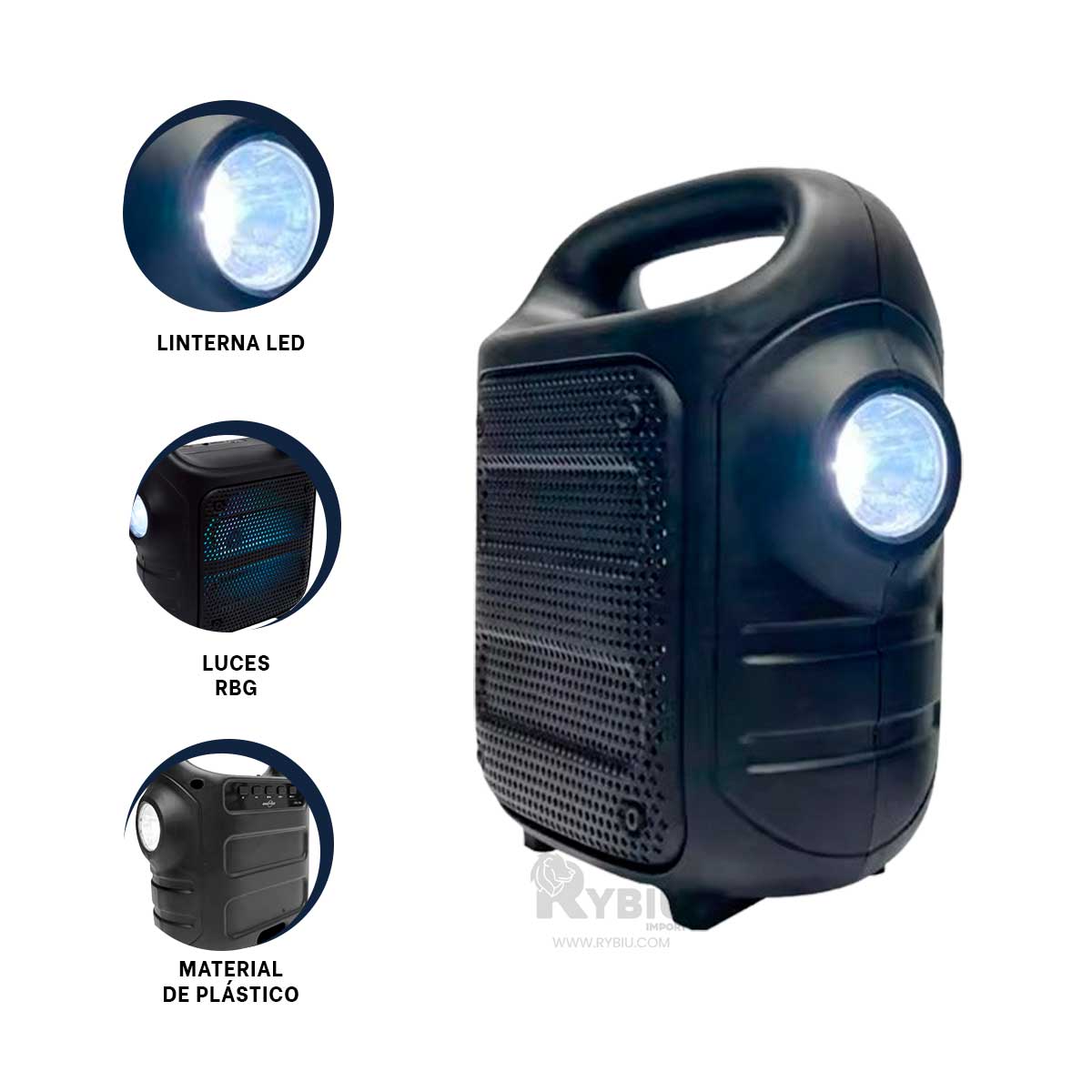 PARLANTE BLUETOOTH RYBIU GTS-1705 POTENCIA VARIADA COLOR NEGRO + PAPEL REGALO - 4