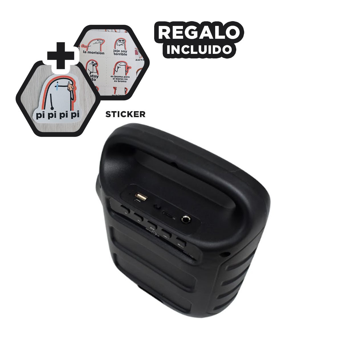 PARLANTE BLUETOOTH RYBIU GTS-1705 DISEÑO ESTETICO NEGRO + REGALO STICKERS - 1