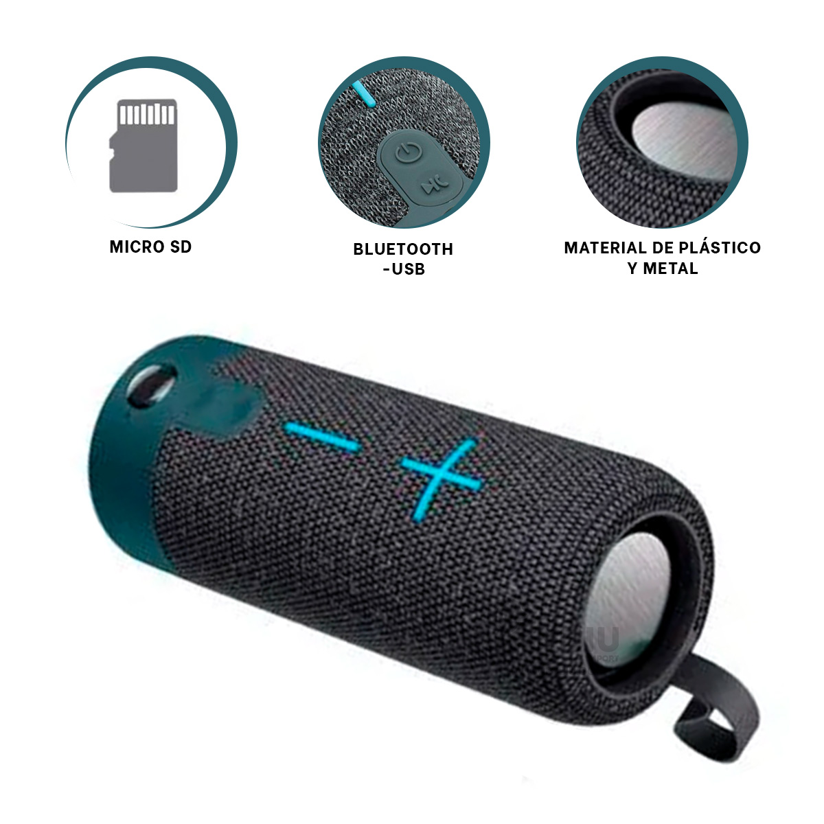 PARLANTE BLUETOOTH RYBIU P1728BT BOCINA SEGURA RESISTENTE COLOR PLOMO + REGALO STICKERS - 2