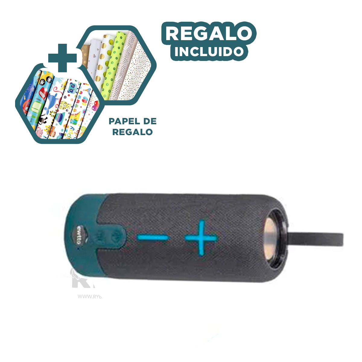 PARLANTE BLUETOOTH RYBIU P1728BT BOCINA SEGURA RESISTENTE COLOR PLOMO + REGALO STICKERS - 4