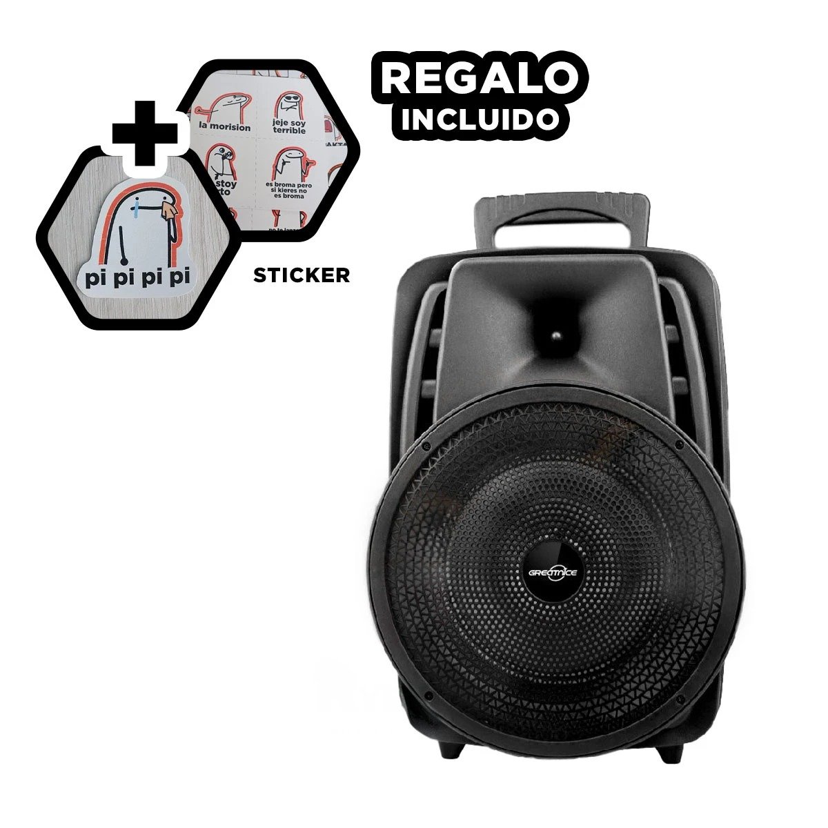 PARLANTE BLUETOOTH RYBIU GTS-1567 DURADERO HOGAR NEGRO + REGALO STICKERS - 1