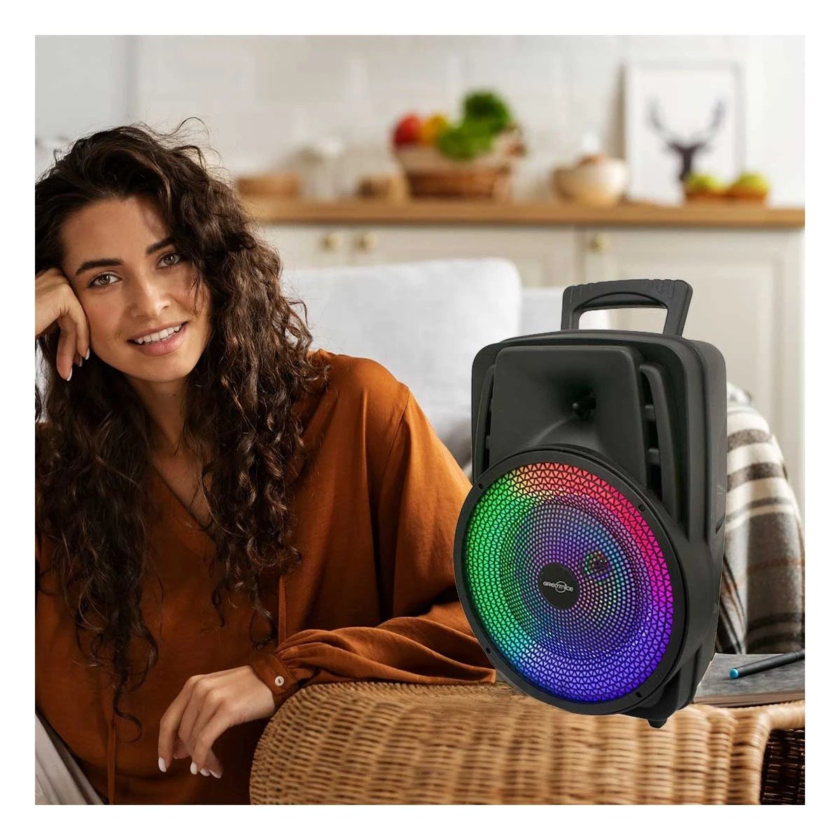PARLANTE BLUETOOTH RYBIU GTS-1567 DURADERO HOGAR NEGRO + REGALO STICKERS - 5