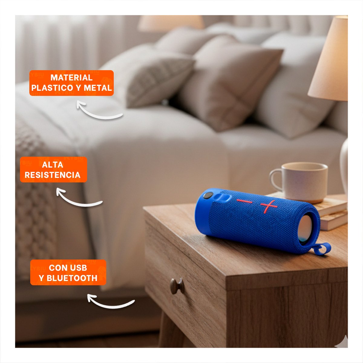 PARLANTE BLUETOOTH RYBIU P1728BT PORTATIL BOCINA DINAMICA COLOR AZUL + POST-IT ADHESIVOS - 2