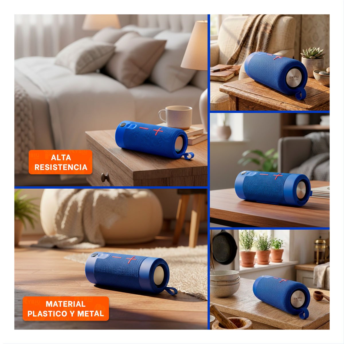 PARLANTE BLUETOOTH RYBIU P1728BT PORTATIL BOCINA DINAMICA COLOR AZUL + POST-IT ADHESIVOS - 5