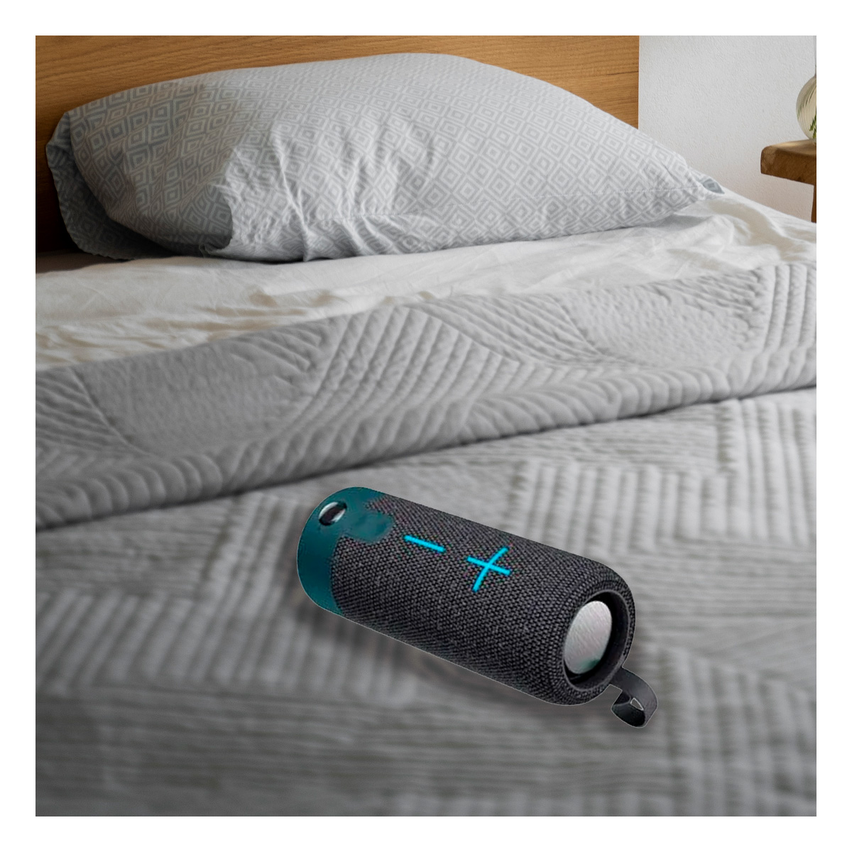 ALTOPARLANTE BLUETOOTH RYBIU P1728BT LINDO COLOR PLOMO + BANDERITAS ADHESIVAS - 3