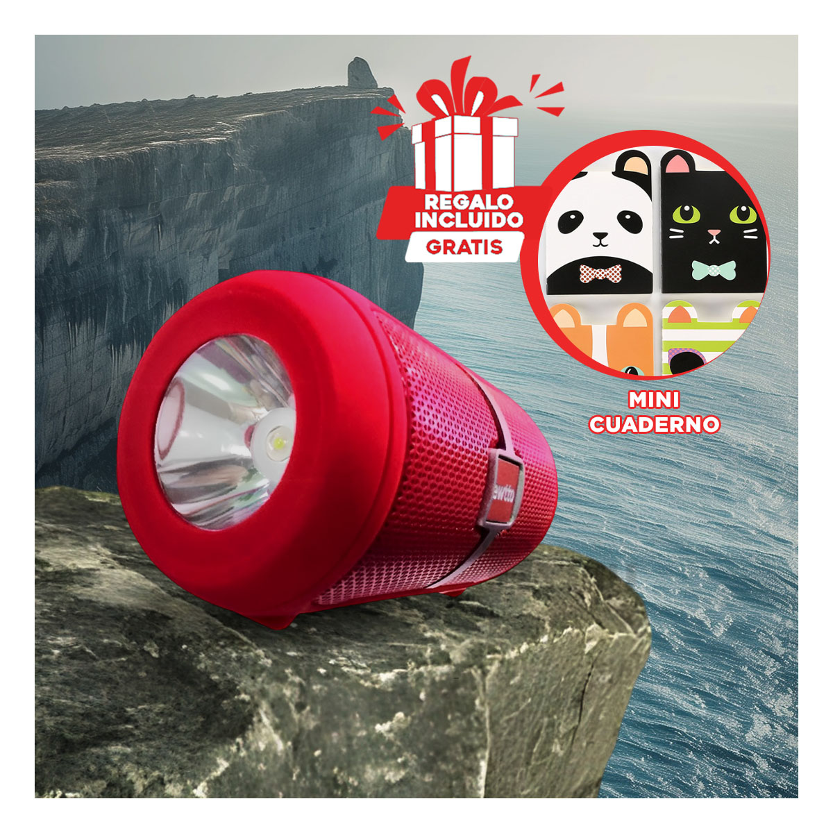 PARLANTE BLUETOOTH RYBIU P1950BT BOCINA EWTTO COLOR ROJO + REGALO LIGAS PEINAR - 1