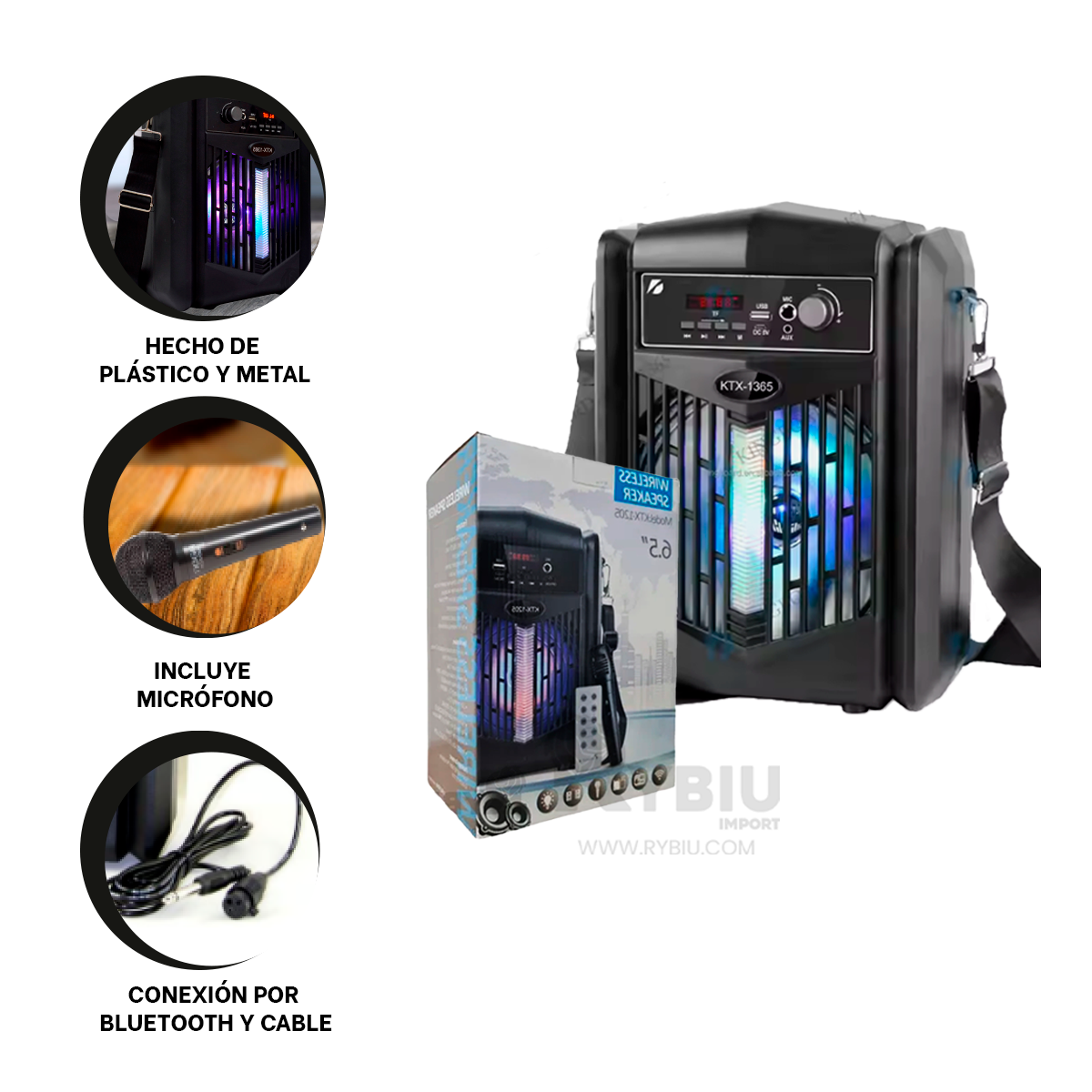 ALTAVOZ RYBIU KTX-1205 FUNCIONAL CON ENTRADA USB EN NEGRO + REGALO STICKERS - 4