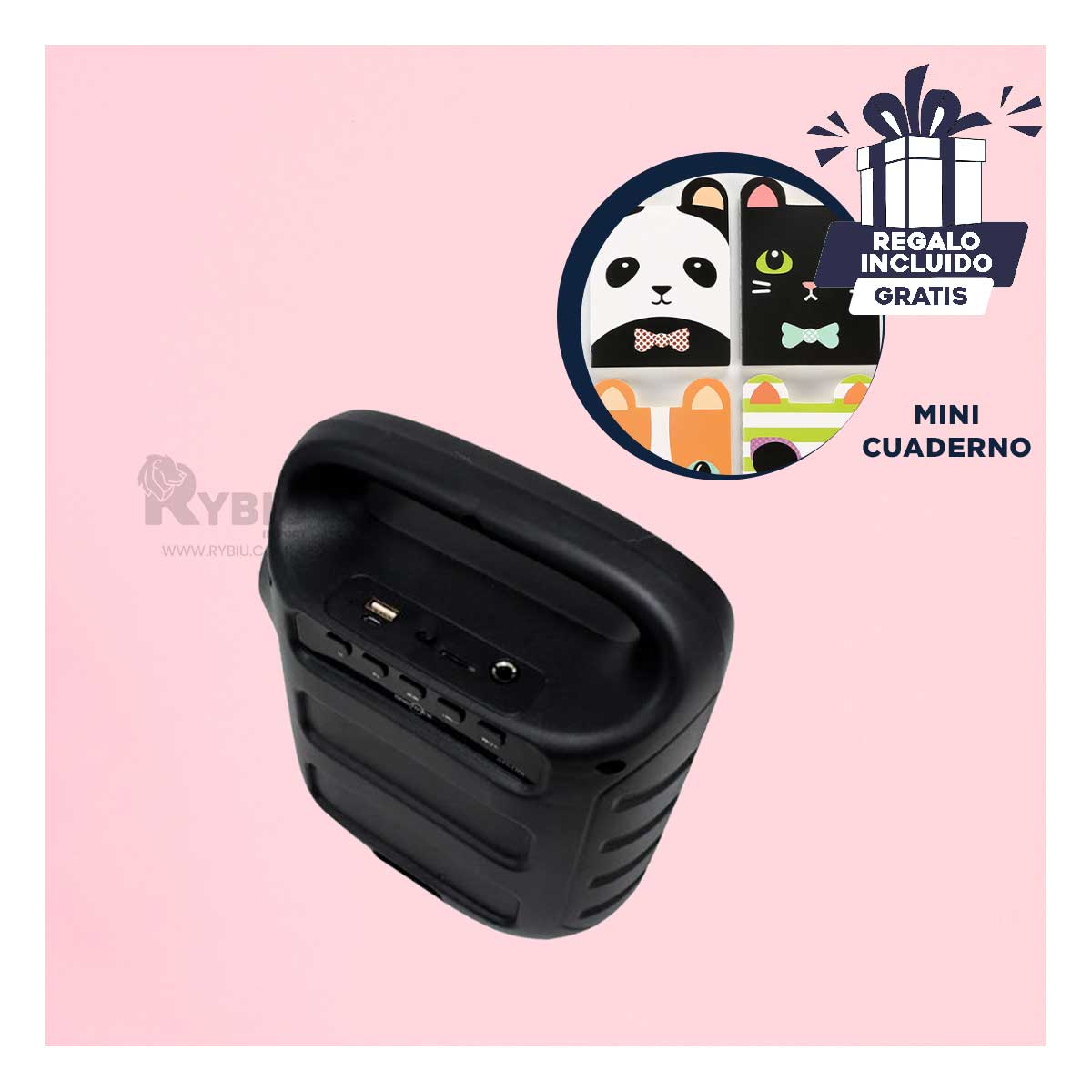 PARLANTE BLUETOOTH RYBIU GTS-1705 ALTAVOZ CLASICO COLOR NEGRO + REGALO AGENDITA - 1