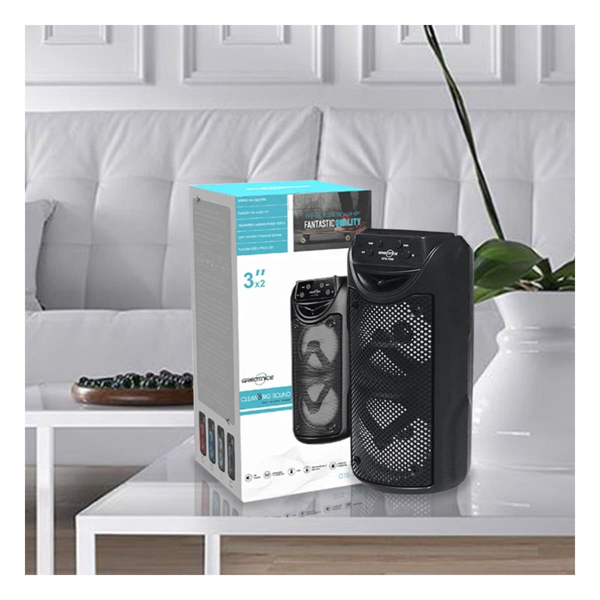 PARLANTE BLUETOOTH RYBIU GTS-1558 MULTIFUNCIONAL RECARGABLE NEGRO - 2