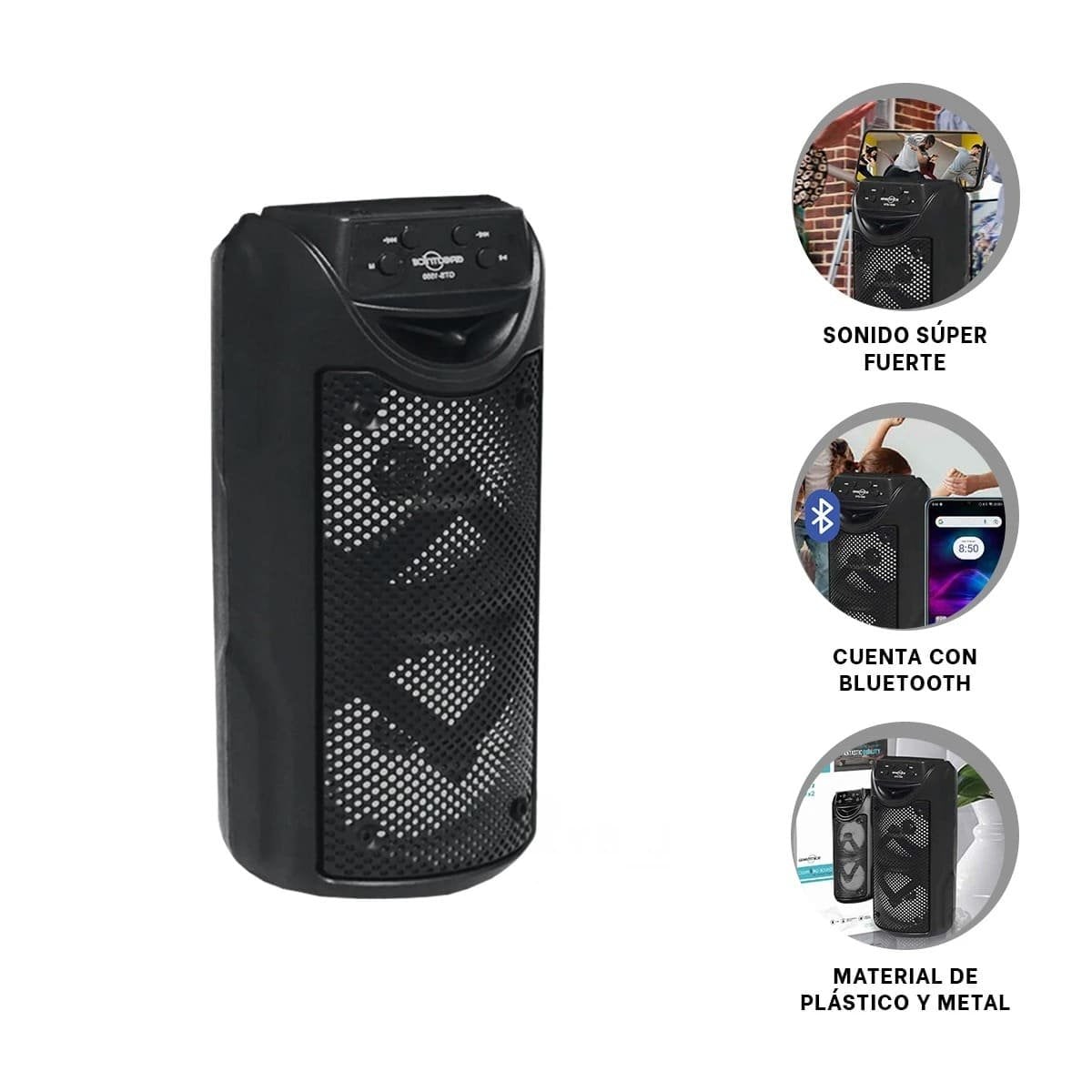 PARLANTE BLUETOOTH RYBIU GTS-1558 MULTIFUNCIONAL RECARGABLE NEGRO - 3