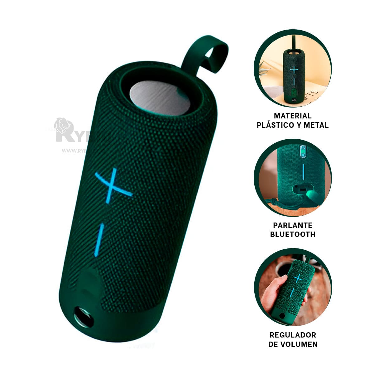 PARLANTE BLUETOOTH RYBIU P1728BT ALTAVOZ IDEAL AMANTES MUSICA VERDE + GIFT STICKERS - 3