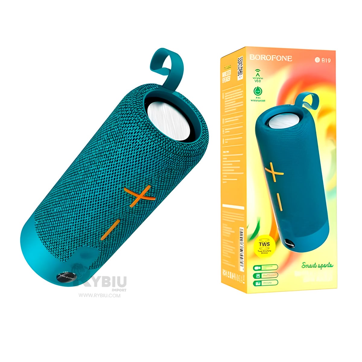 PARLANTE BLUETOOTH RYBIU P1728BT BOCINA UTIL CELESTE + REGALO LIGAS PEINAR - 2