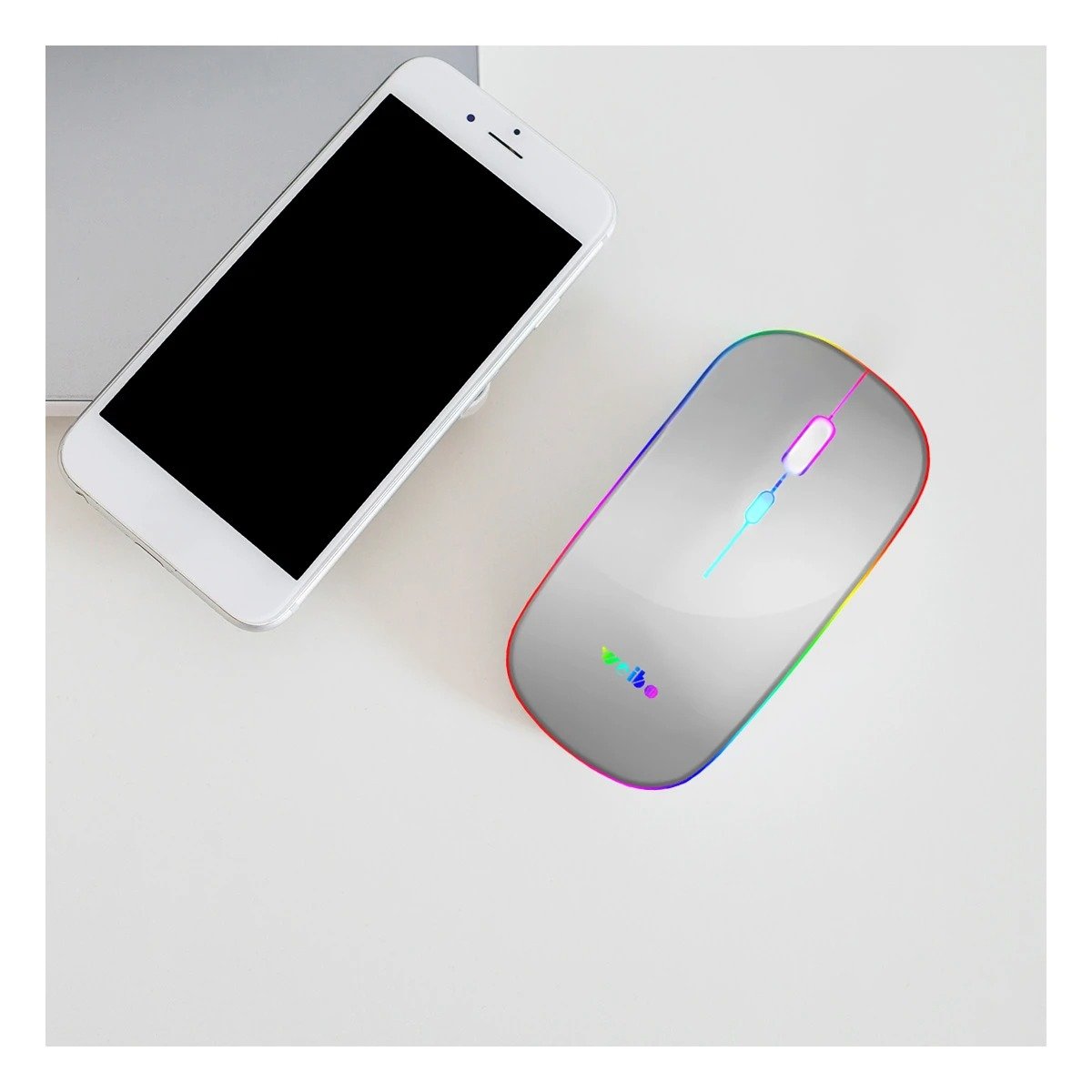 MOUSE INALÁMBRICO RYBIU ERGONÓMICO Y FUNCIONAL RF 6800 PLOMO + REGALO STICKERS RF-6800 - 2
