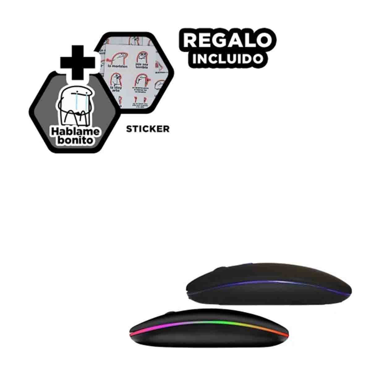 MOUSE INALÁMBRICO RYBIU ERGONÓMICO Y FUNCIONAL RF 6800 NEGRO + REGALO STICKERS RF-6800 - 1