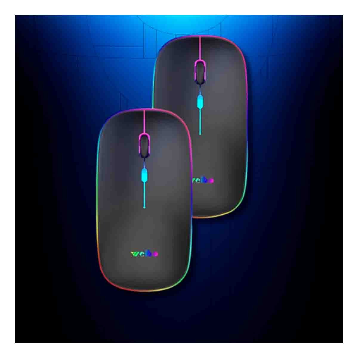 MOUSE INALÁMBRICO RYBIU ERGONÓMICO Y FUNCIONAL RF 6800 NEGRO + REGALO STICKERS RF-6800 - 5