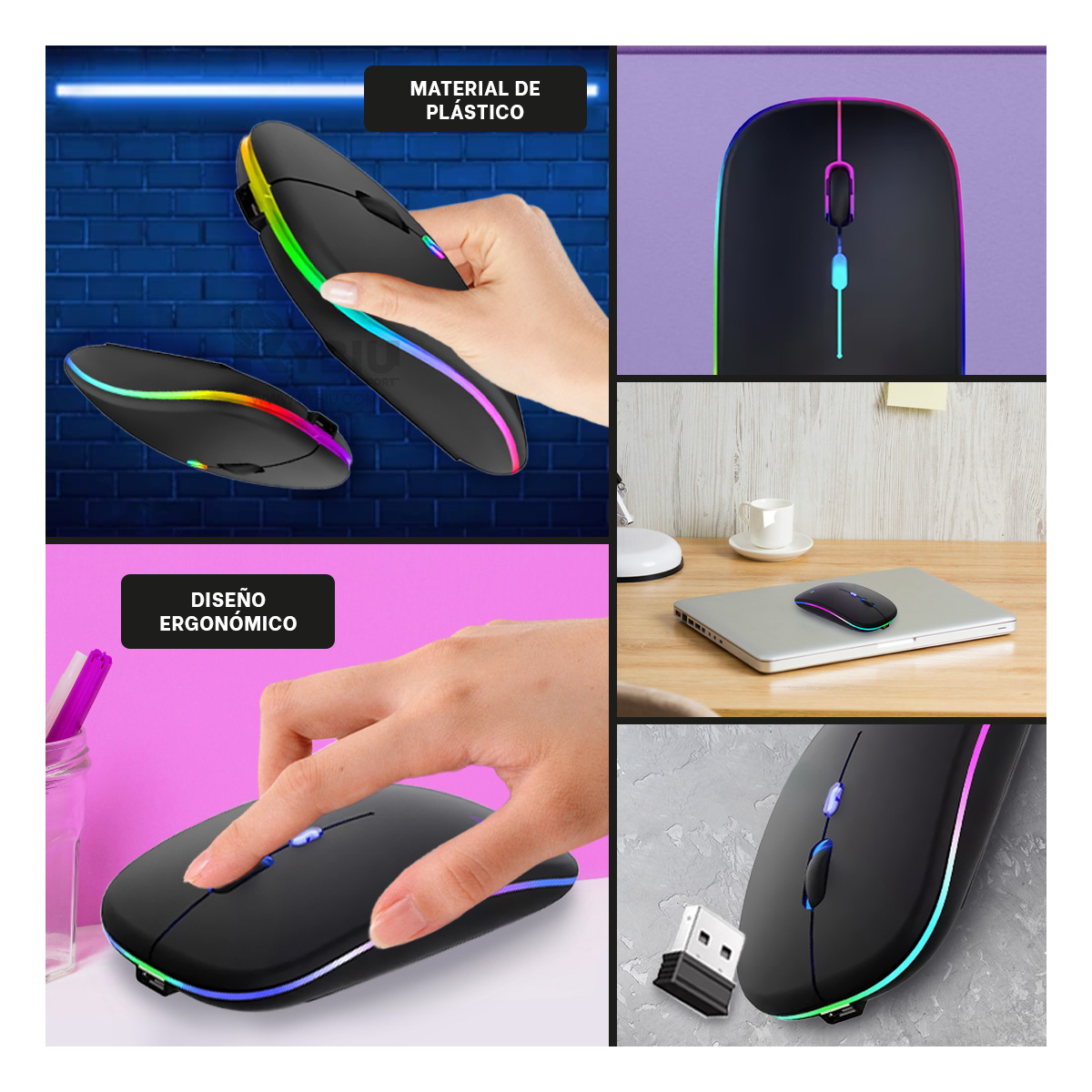 MOUSE INALÁMBRICO RYBIU MODERNO Y DINAMICO RF 6800 EN NEGRO + PAPEL REGALO RF-6800 - 4