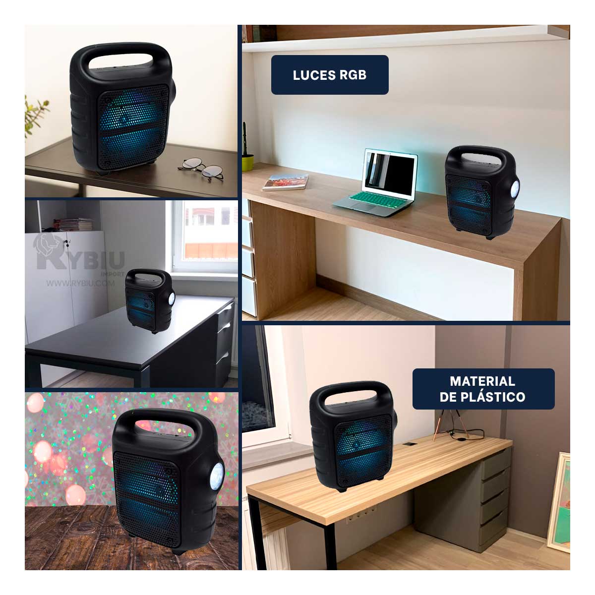 PARLANTE BLUETOOTH RYBIU GTS-1705 ALTAVOZ FUNCIONAL LINTERNA NEGRO + REGALO STICKERS - 1