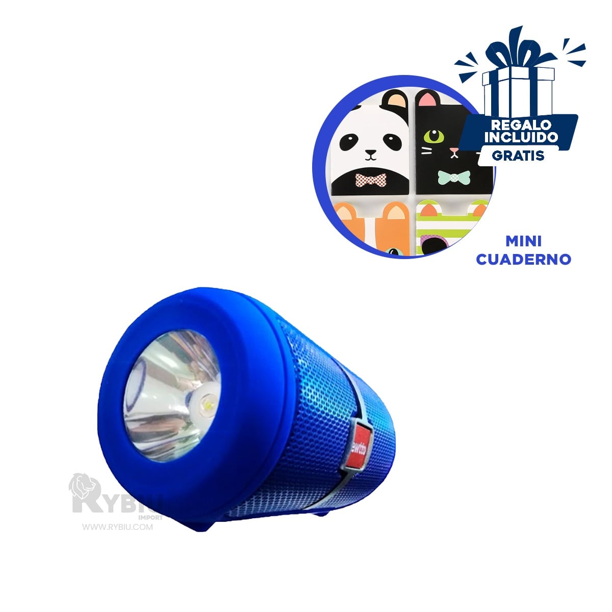 PARLANTE BLUETOOTH RYBIU P1950BT ALTAVOZ IDEAL AMANTES MUSICA AZUL + GIFT STICKERS - 1