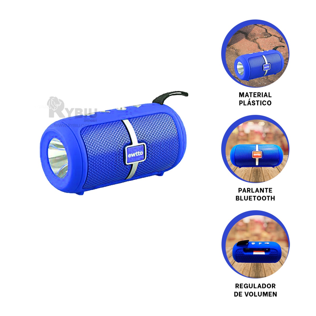 PARLANTE BLUETOOTH RYBIU P1950BT ALTAVOZ IDEAL AMANTES MUSICA AZUL + GIFT STICKERS - 3