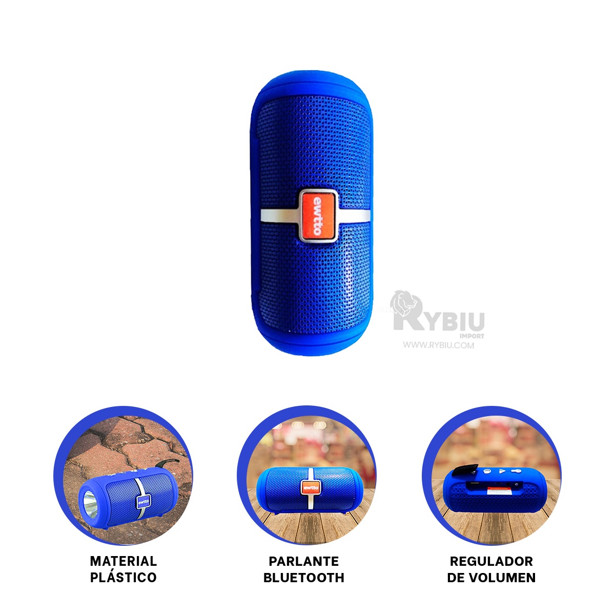 PARLANTE BLUETOOTH RYBIU P1950BT ALTAVOZ IDEAL AMANTES MUSICA AZUL + GIFT STICKERS - 4