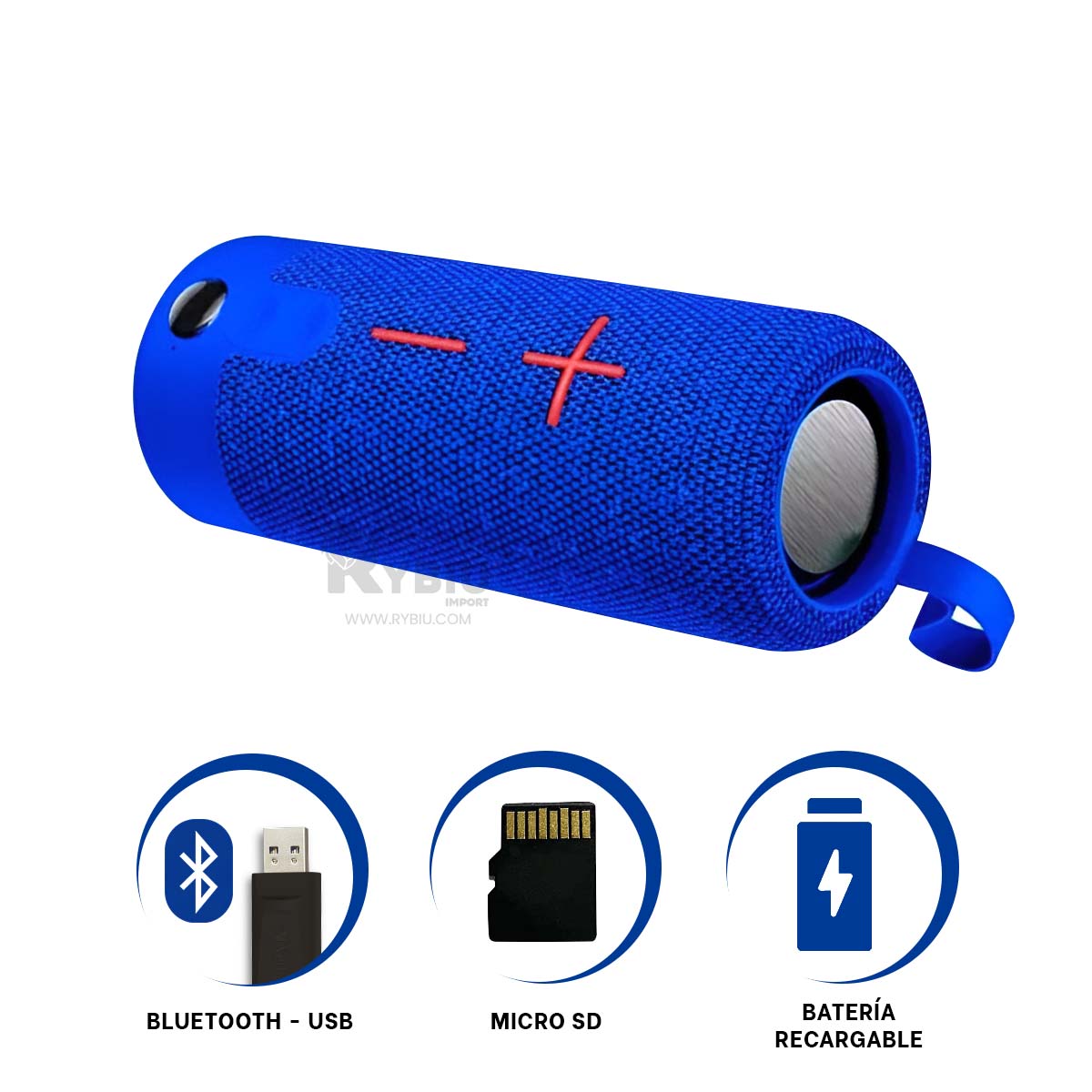 PARLANTE BLUETOOTH RYBIU P1728BT ALTAVOZ REUNIONES O FIESTAS AZUL + GIFT STICKERS - 4