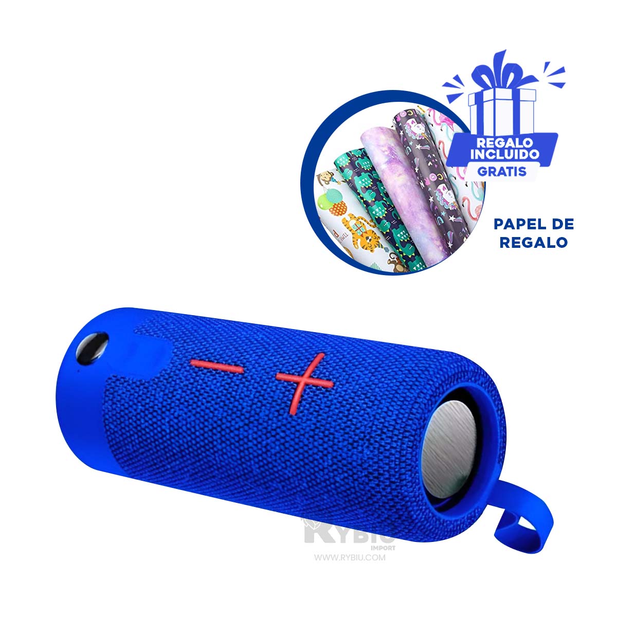 PARLANTE BLUETOOTH RYBIU P1728BT ALTAVOZ CLASICO COLOR AZUL + REGALO AGENDITA - 1