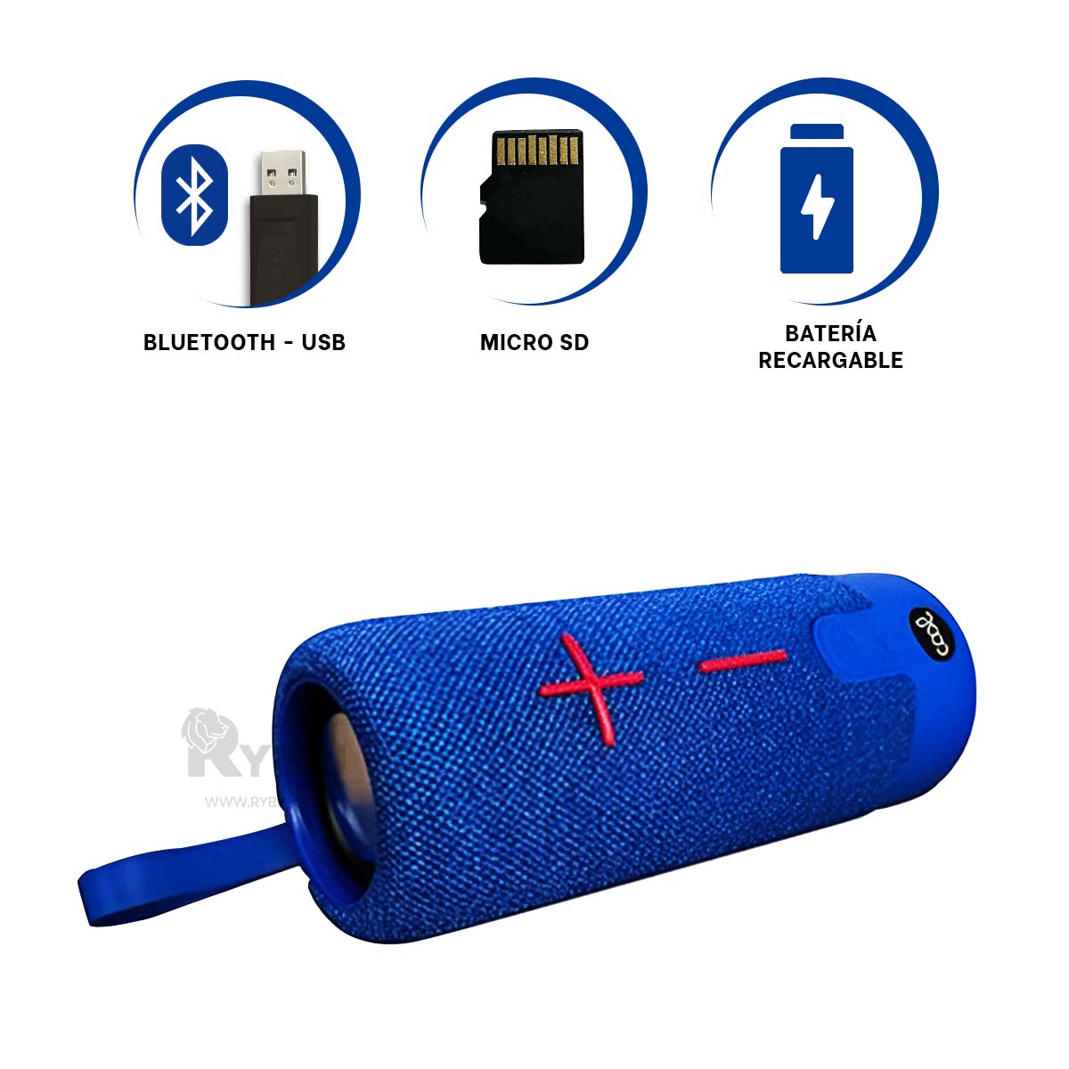 PARLANTE BLUETOOTH RYBIU P1728BT ALTAVOZ CLASICO COLOR AZUL + REGALO AGENDITA - 4