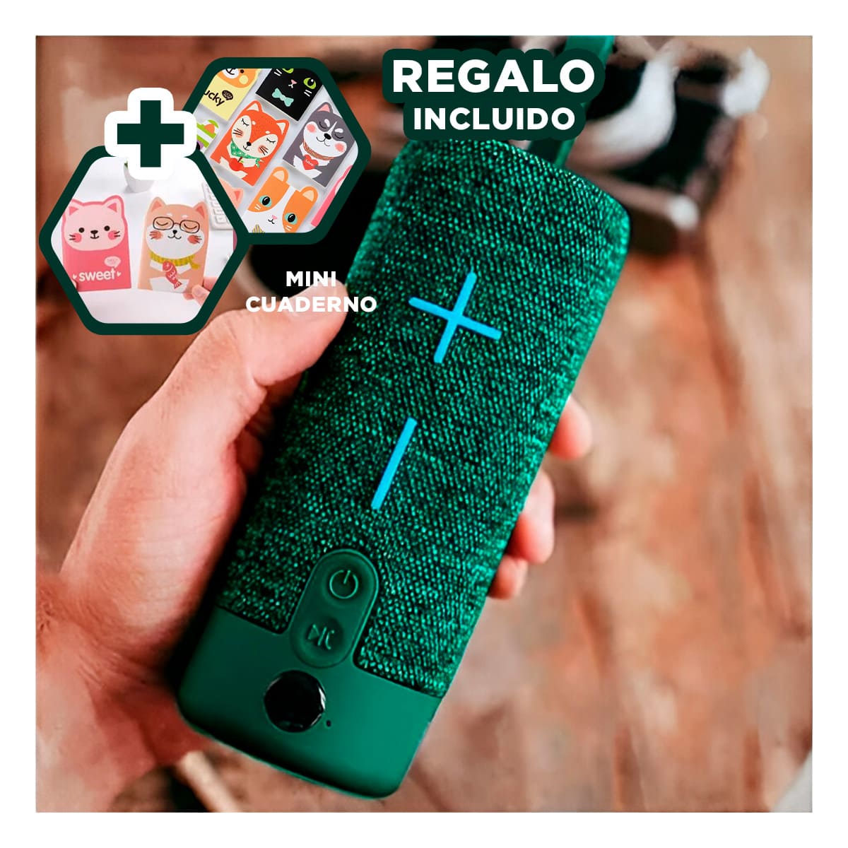 PARLANTE BLUETOOTH RYBIU P1728BT ALTAVOZ CASA EFICAZ MUSICA VERDE + REGALO STICKERS - 1