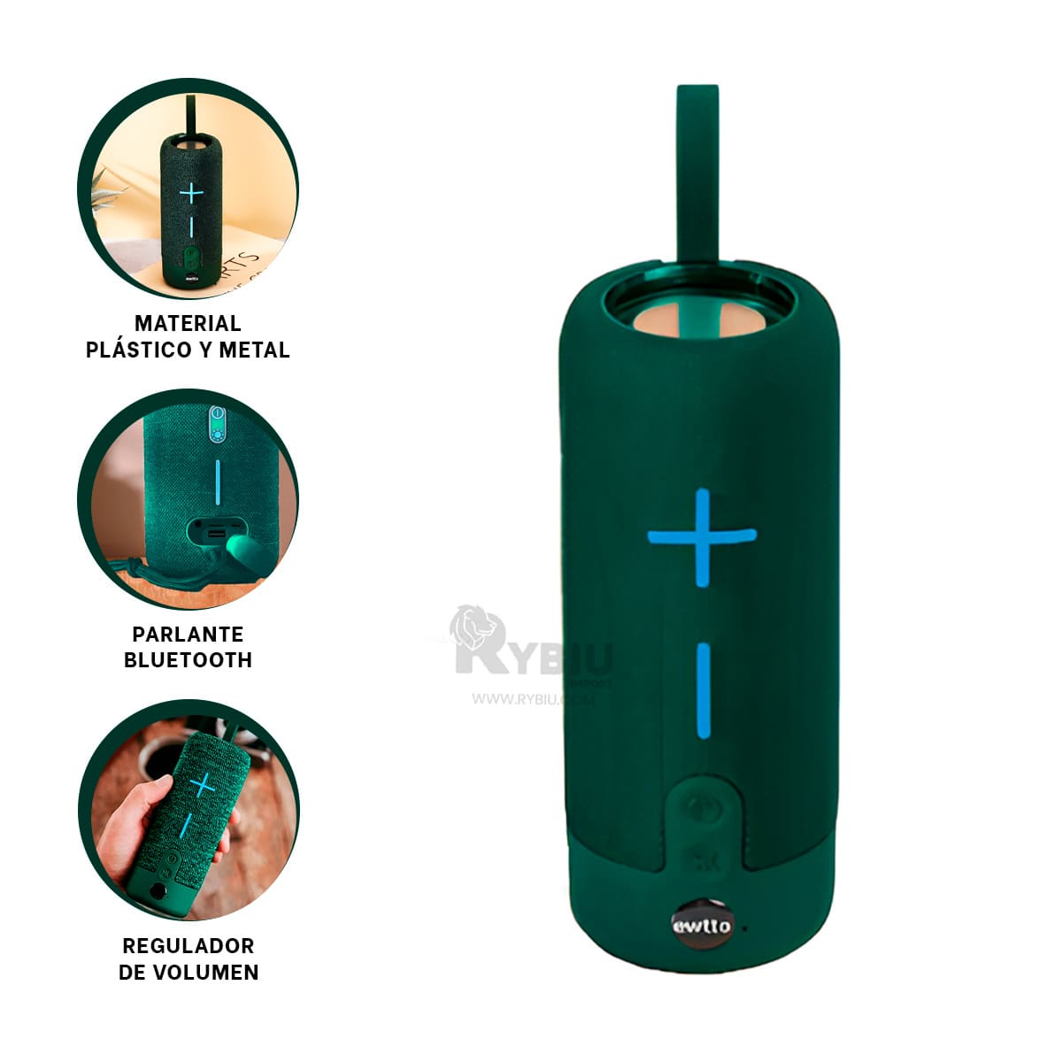 PARLANTE BLUETOOTH RYBIU P1728BT ALTAVOZ CASA EFICAZ MUSICA VERDE + REGALO STICKERS - 3