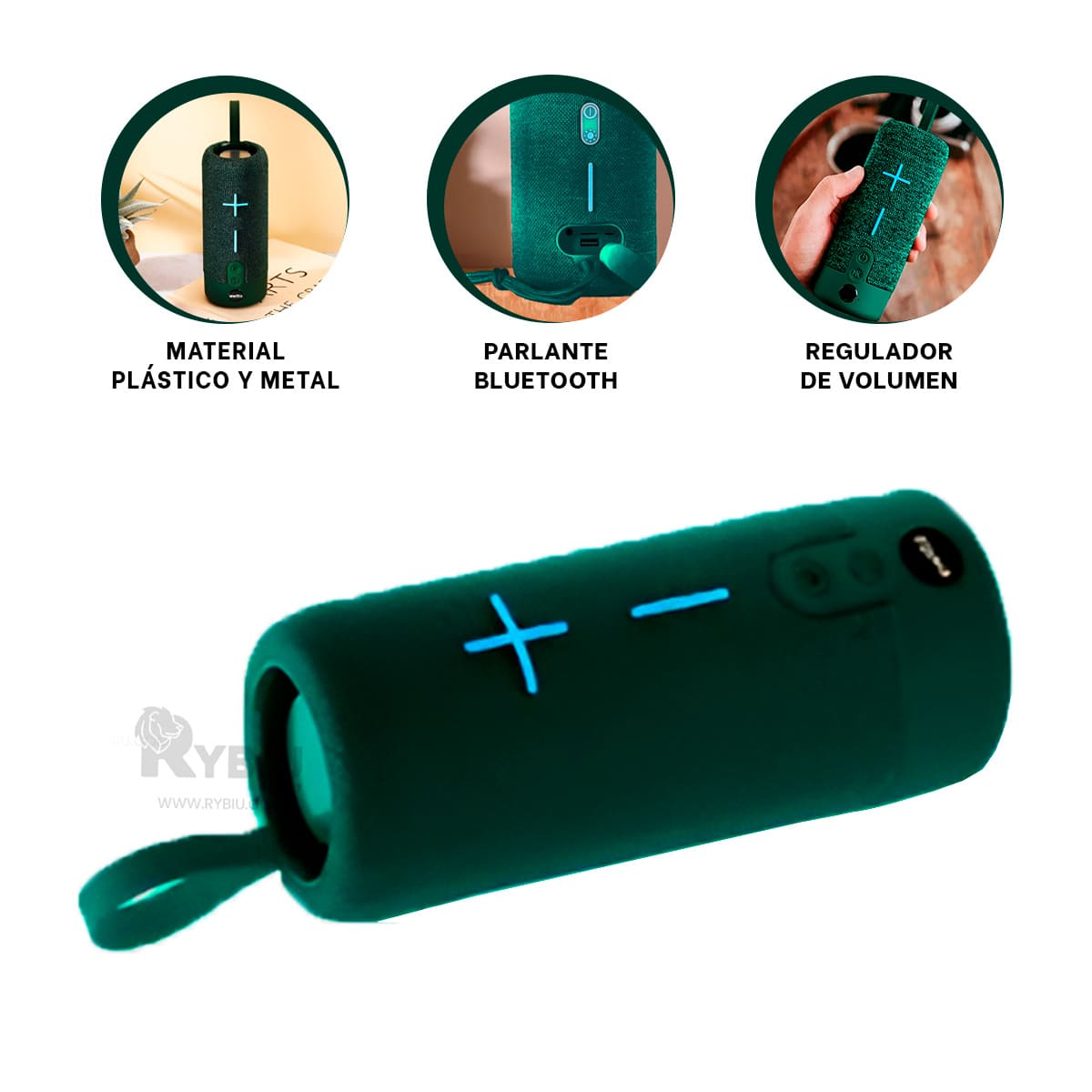 PARLANTE BLUETOOTH RYBIU P1728BT ALTAVOZ CASA EFICAZ MUSICA VERDE + REGALO STICKERS - 4