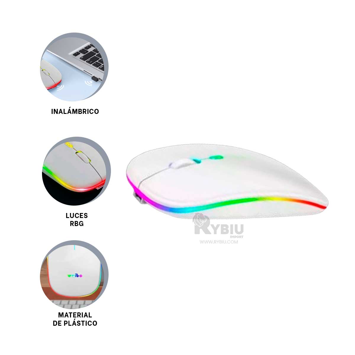 CURSOR INALÁMBRICO RYBIU IDEAL RF 6800 TONO BLANCO + REGALO LIGAS PEINAR RF-6800 - 3