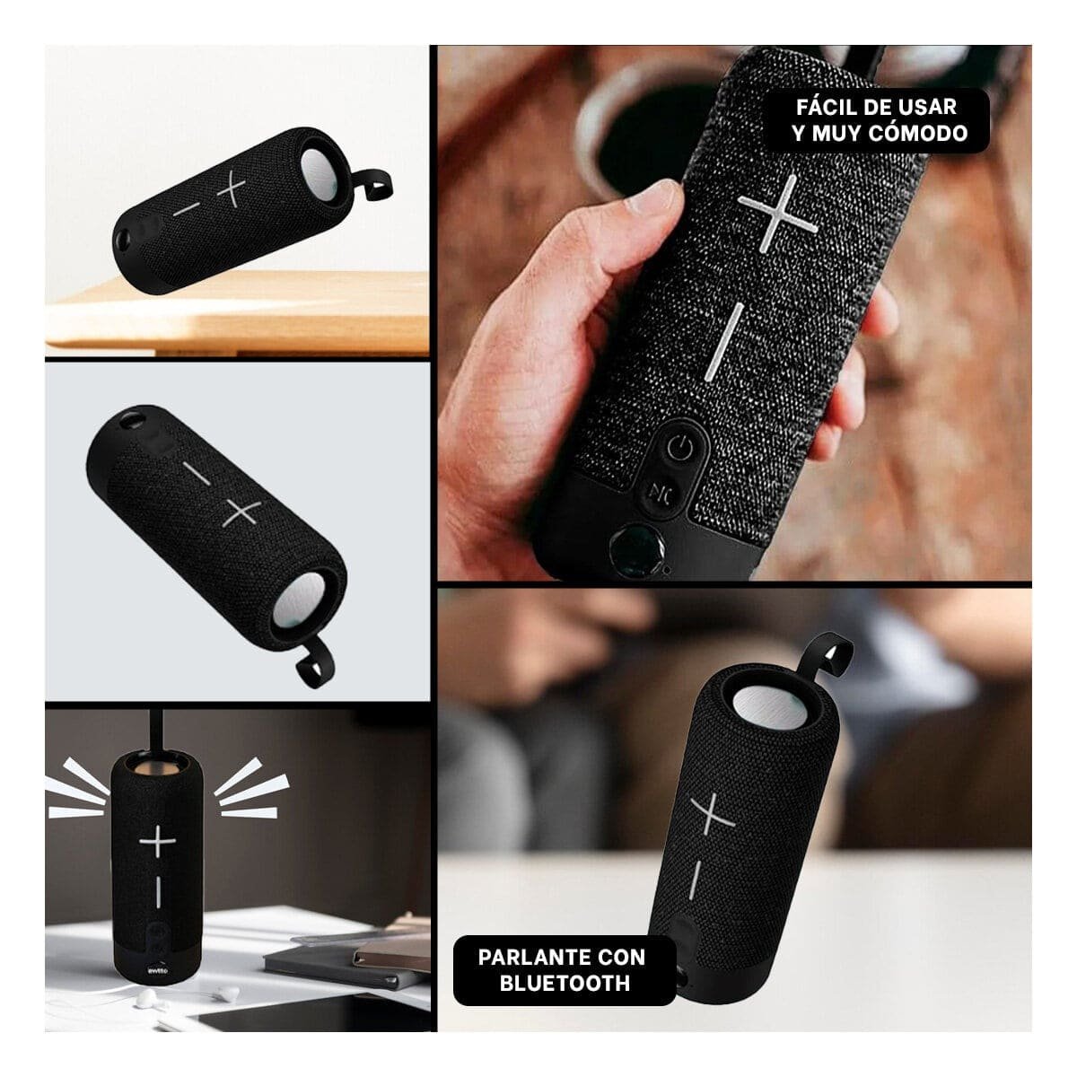 PARLANTE BLUETOOTH RYBIU P1728BT ALTAVOZ BONITO COLOR NEGRO + POST-IT ADHESIVOS - 5