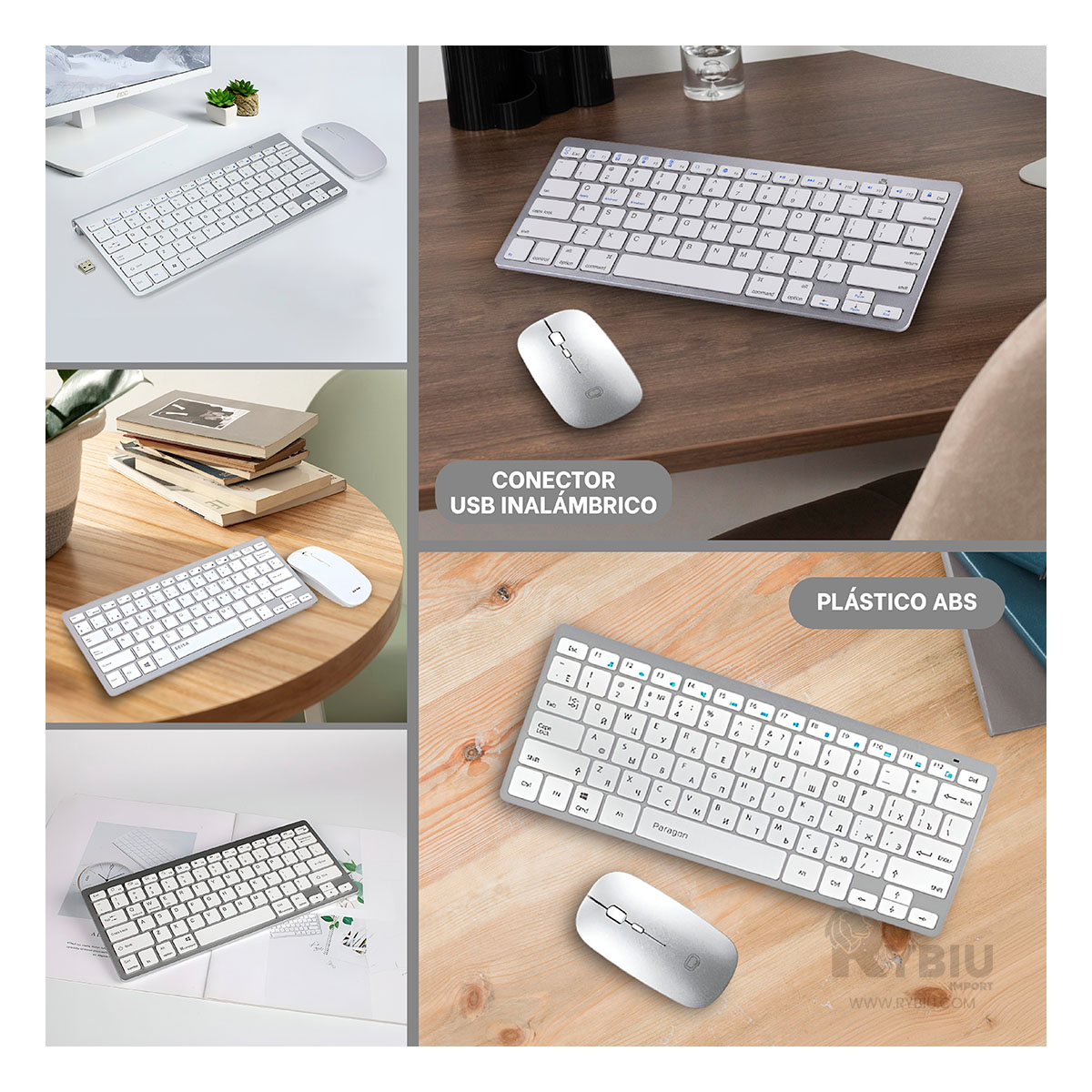 TECLADO RYBIU EQUIPOS COMPUTADORA EN BLANCO + REGALO AGENDITA KIT - 4