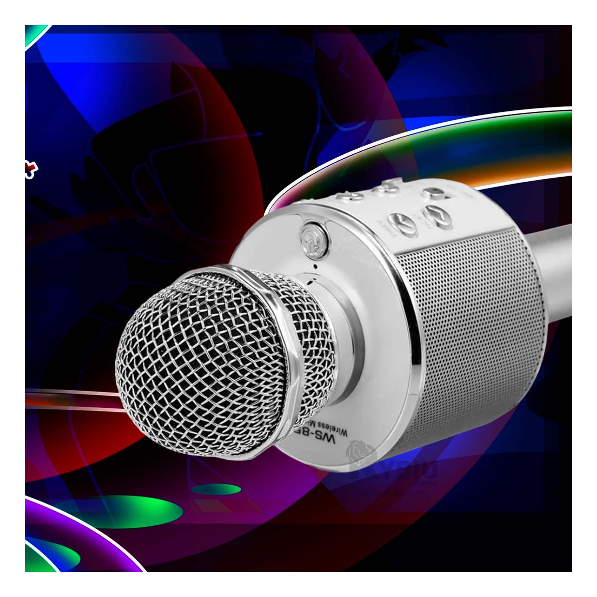 MICRÓFONO RYBIU PORTATIL BLUETOOTH PLOMO GRIS + PAPEL REGALO - 1