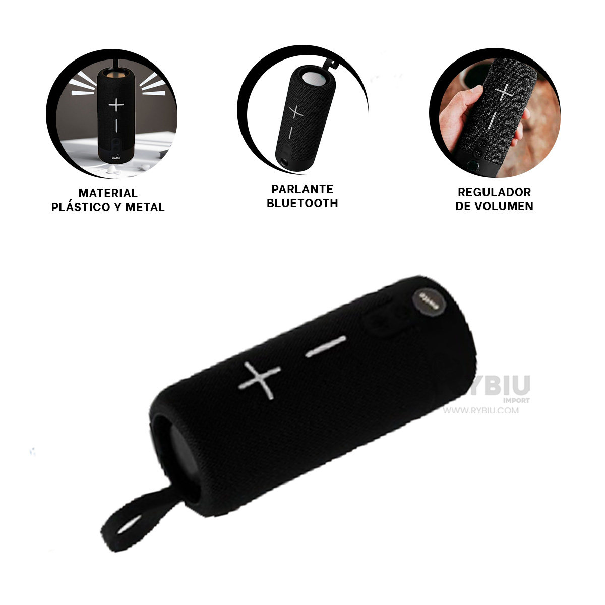 PARLANTE BLUETOOTH RYBIU P1728BT BOCINA NOVEDOSA TONO NEGRO + ENVOLTORIO REGALO - 4