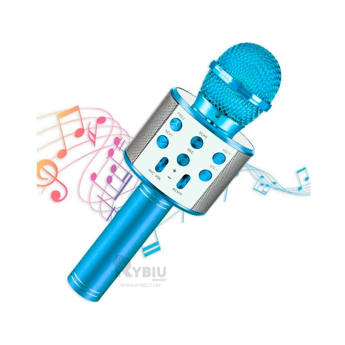 MICRÓFONO RYBIU COMPACTO BLUETOOTH AZUL + REGALO STICKERS - 1