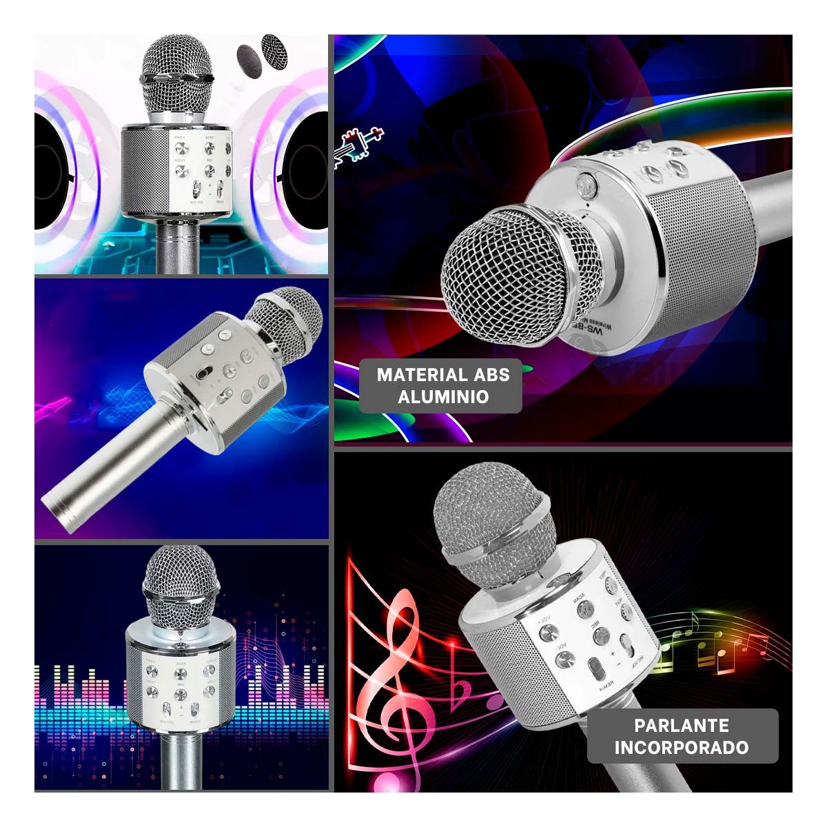 MICRÓFONO RYBIU FACIL ACTIVAR PLOMO GRIS + REGALO LIGAS PEINAR - 1