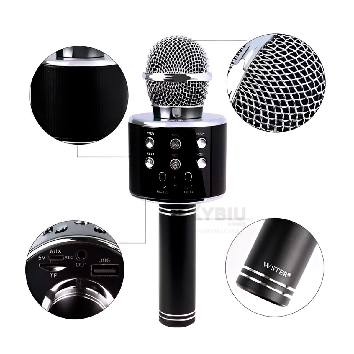 MICRÓFONO RYBIU COMPACTO BLUETOOTH NEGRO + REGALO STICKERS - 1