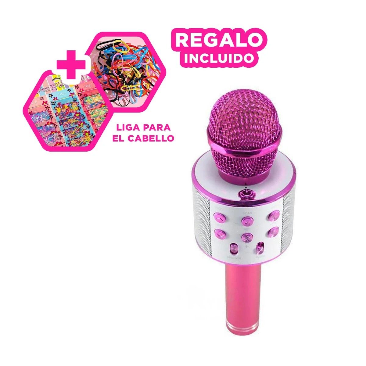 MICRÓFONO RYBIU COMODO USAR FUCSIA + LIGAS REGALO - 2