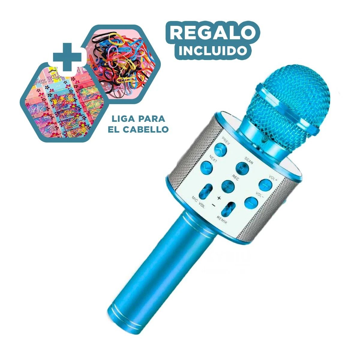 MICRÓFONO RYBIU COMODO USAR AZUL + LIGAS REGALO - 2
