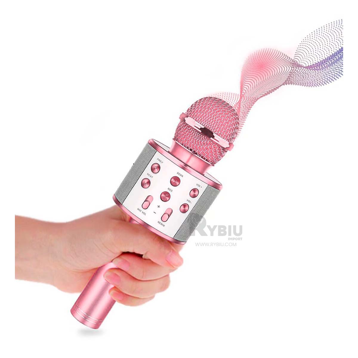 MICRÓFONO RYBIU MODERNO BLUETOOTH DO ORO ROSA + REGALO AGENDITA - 1