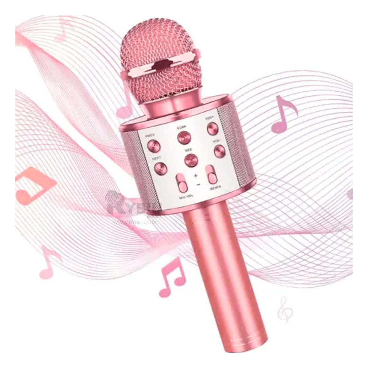MICRÓFONO RYBIU FACIL ACTIVAR DO ORO ROSA + REGALO LIGAS PEINAR - 2