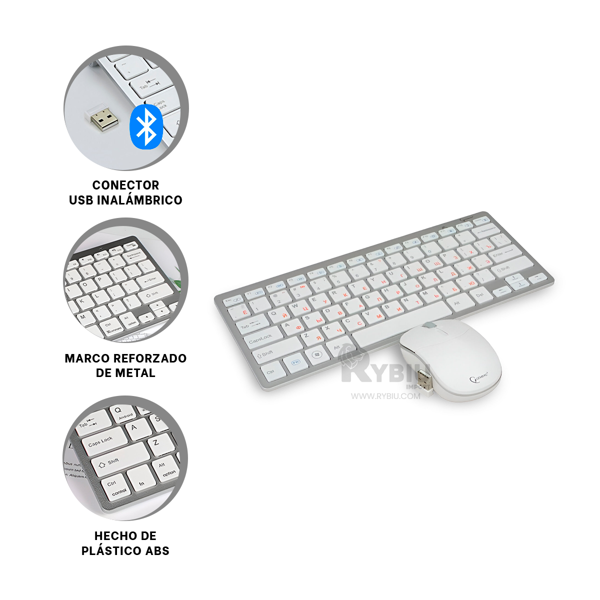 TECLADO RYBIU JUEGO 2 EN 1 EN COLOR BLANCO + REGALO AGENDITA SET - 3