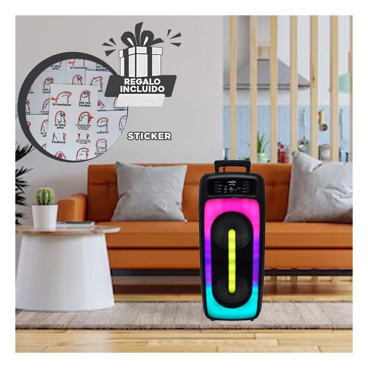 ALTAVOZ DE SONIDO RYBIU GTS-1556 BLUETOOTH PRACTICO NEGRO 6.5'' + POST-IT ADHESIVOS - 5