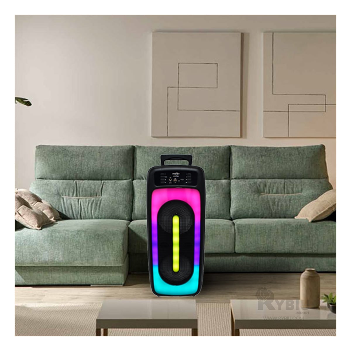 PARLANTE RYBIU GTS-1556 BLUETOOTH DURADERO CON LED NEGRO 6.5'' + PAPEL REGALO - 1