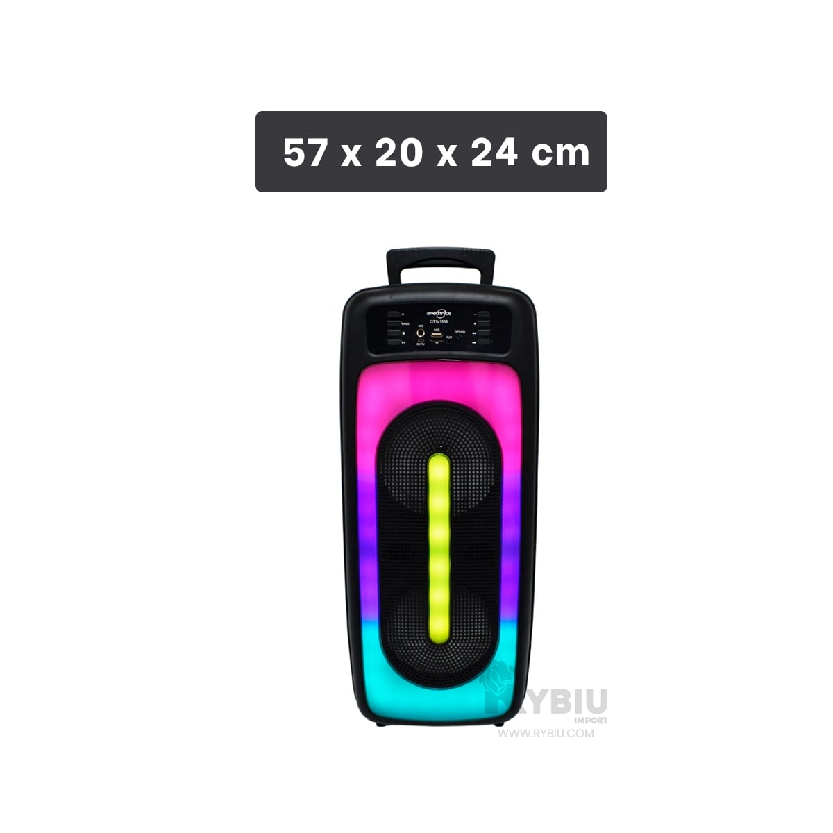 PARLANTE RYBIU GTS-1556 BLUETOOTH DURADERO CON LED NEGRO 6.5'' + PAPEL REGALO - 3