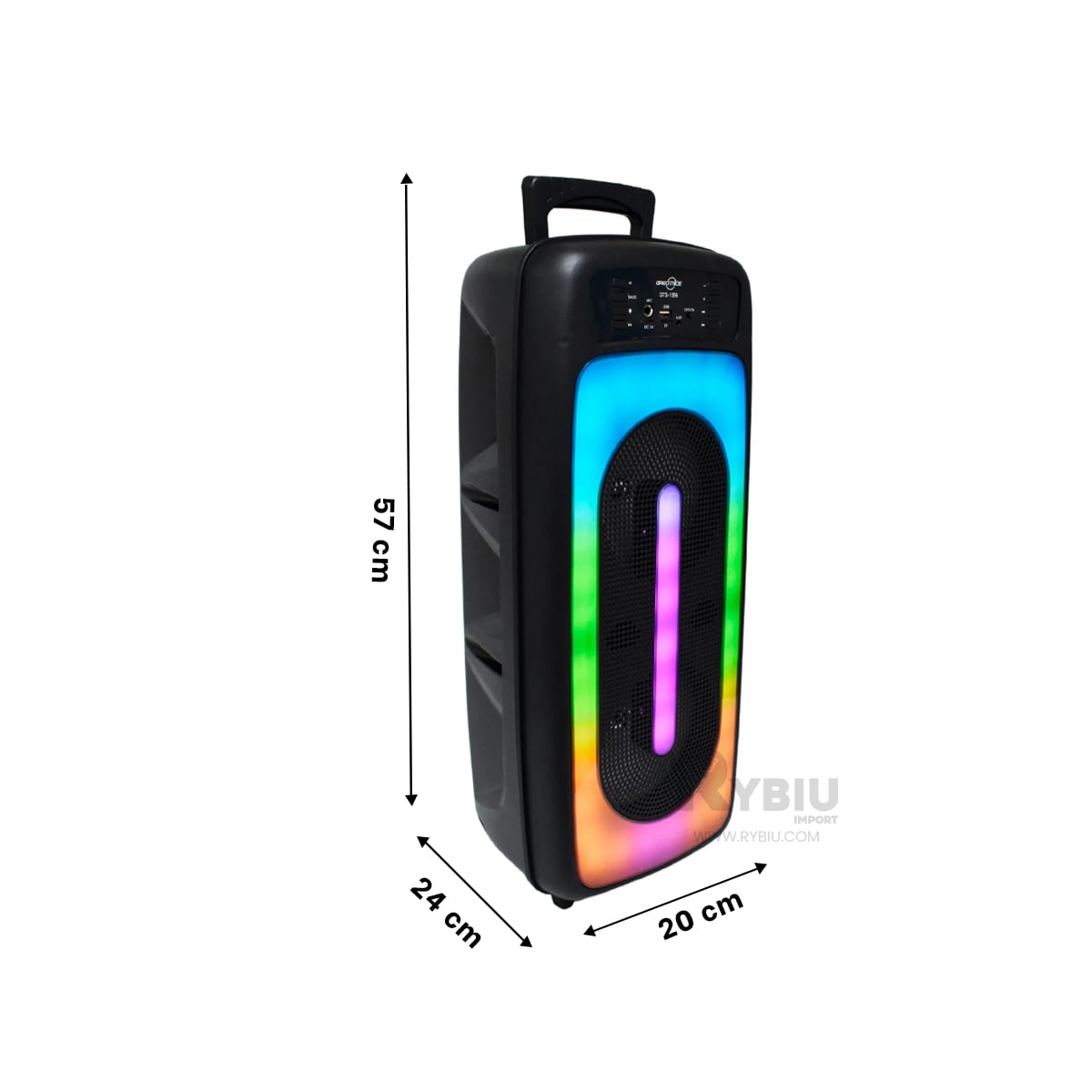 PARLANTE RYBIU GTS-1556 BLUETOOTH DURADERO CON LED NEGRO 6.5'' + PAPEL REGALO - 5