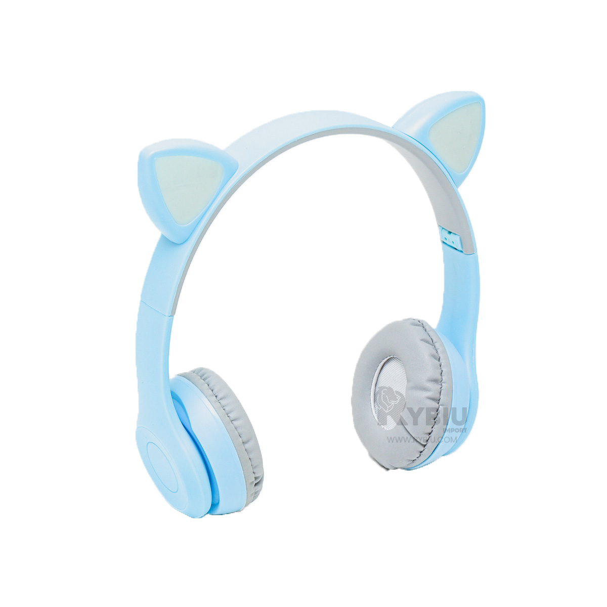 AUDÍFONOS GAMER RYBIU INALÁMBRICO MOL2 BLUETOOTH FELINO LUCES TONO CELESTE + REGALO STICKERS - 4