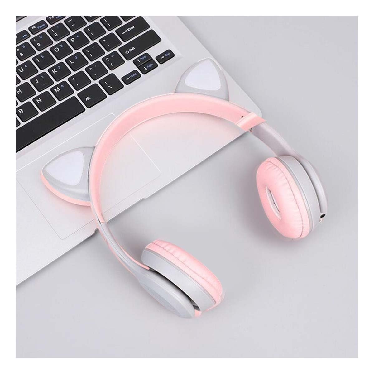 AUDÍFONOS RYBIU INALÁMBRICO MOL2 BLUETOOTH FORMA GATO EN COLOR PLOMO + REGALO STICKERS - 4
