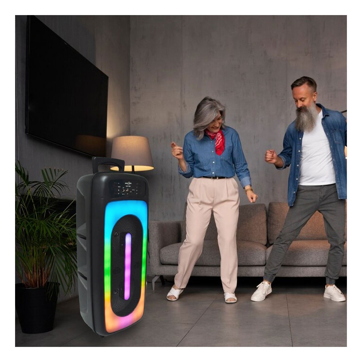 PARLANTE RYBIU GTS-1556 BLUETOOTH POTENTE CON LUZ LED NEGRO 6.5'' + PAPEL REGALO - 3